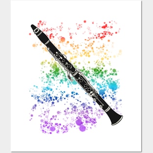 Clarinet Rainbow Colours Clarinetist Woodwind Musician Posters and Art